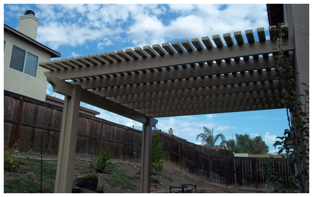 LuxShade Pergola patio cover in latte