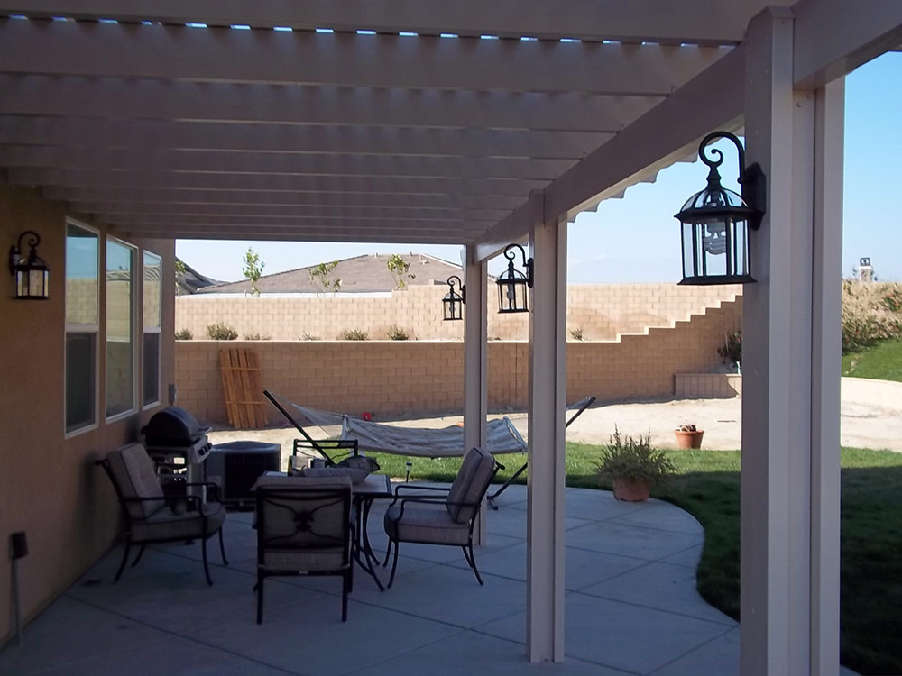 LuxShade Pergola Patio Cover with light fixtures